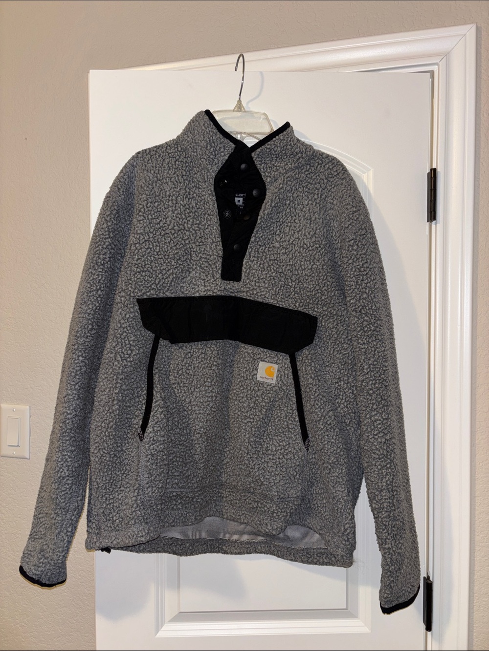 Carhartt Gray Sherpa Zip-Up Pullover with Black Accents